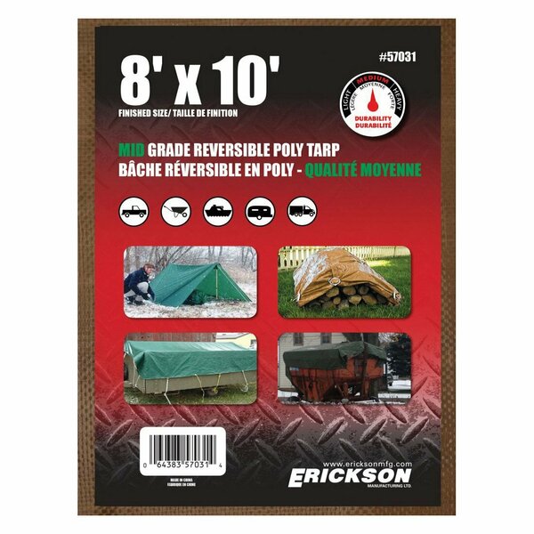 Erickson Manufacturing Erickson Reversible Tarp, 16 ft L, 20 ft W, HDPE, Brown/Green 57035